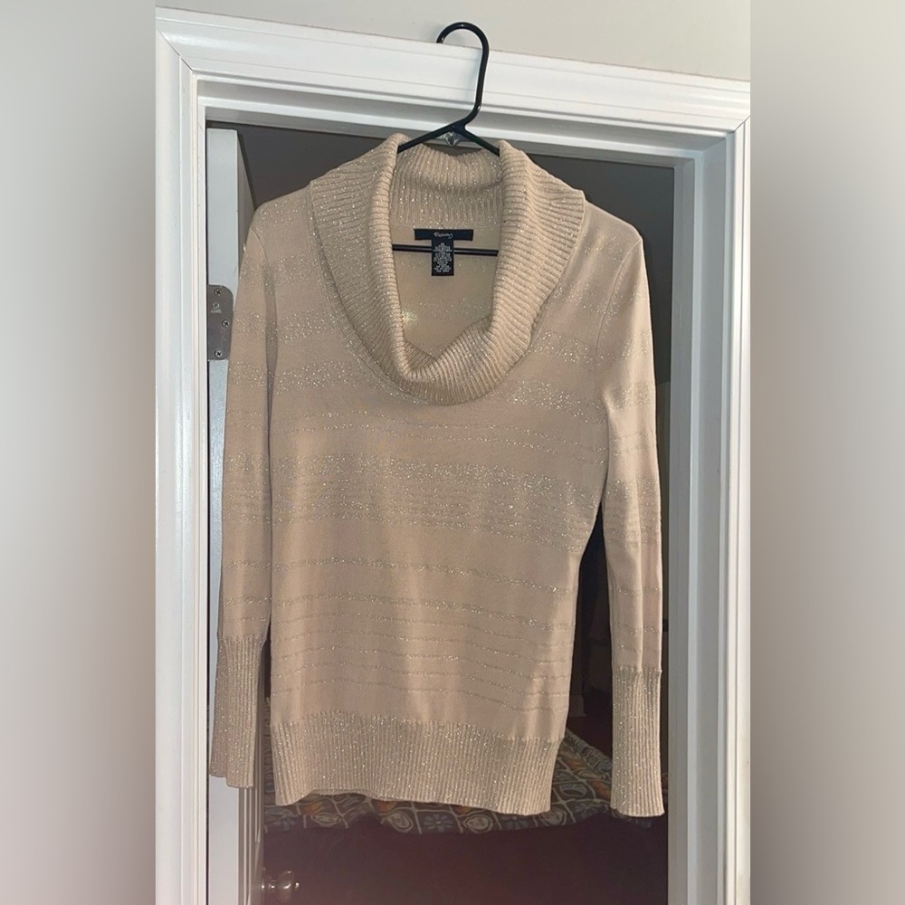 Gold, Sparkle Sweater,Cowl-Neck. Medium. Beautiful! Perfect for the holidays!